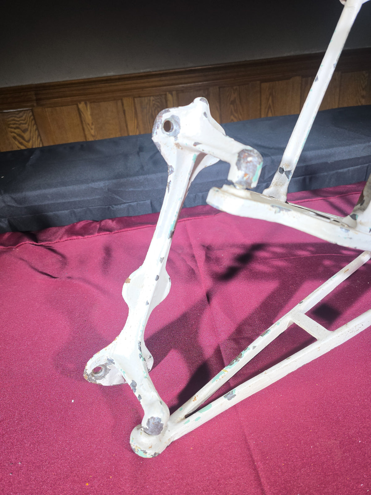 Pair of Antique White-Painted Cast Iron Fire Hose Brackets, Manufactured by B.C. Co., Dated 1912
