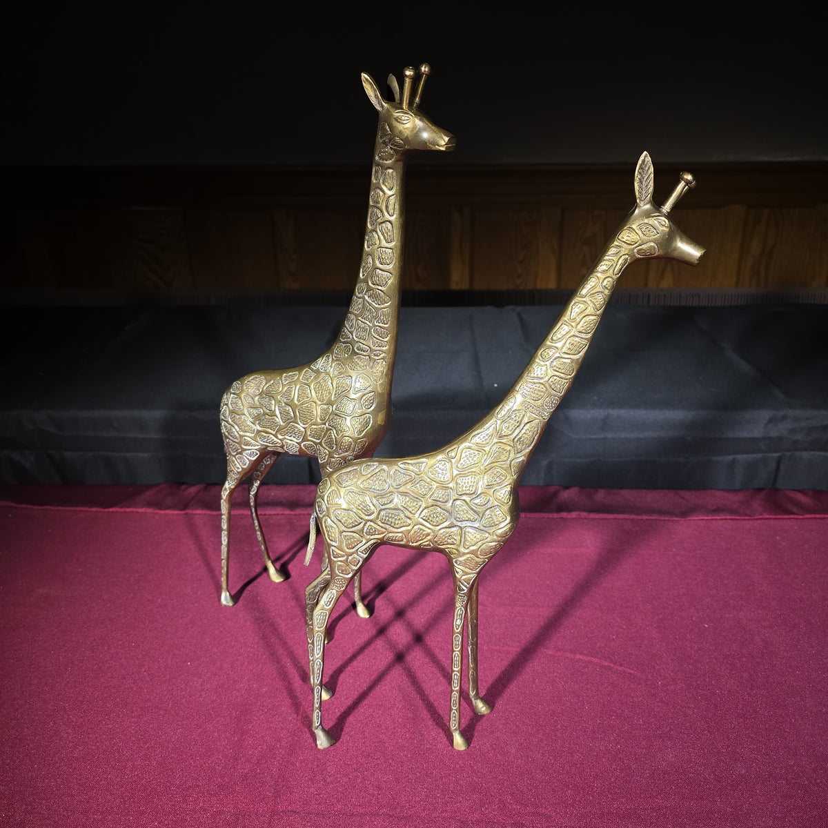 Pair of Vintage Brass Giraffe Figures