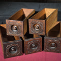 Lot 224 - Grouping of Five Antique Oak Sewing Machine Cabinet Drawers with Carved Fronts, 4-1/2" L x 12-3/4" W x 4-1/4" H each