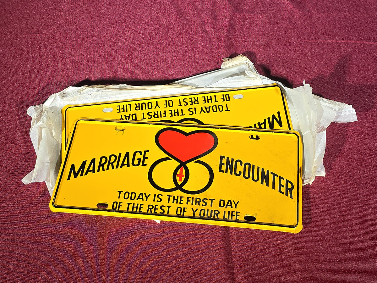 Grouping of Five Vintage "Marriage Encounter" Novelty License Plates