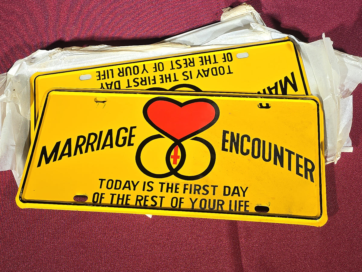 Grouping of Five Vintage "Marriage Encounter" Novelty License Plates