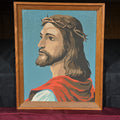 Lot 272 - Vintage Paint-By-Numbers Portrait of Jesus with Crown of Thorns in Wood Frame, 8-5/8" W x 10-5/8" H