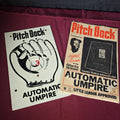 Lot 249 - Vintage Pitch Back Automatic Umpire with Hank Aaron Endorsement Box, Manufactured by Indian Head Yarn & Thread, Blue Mountain, Alabama, 11" W x 18" H