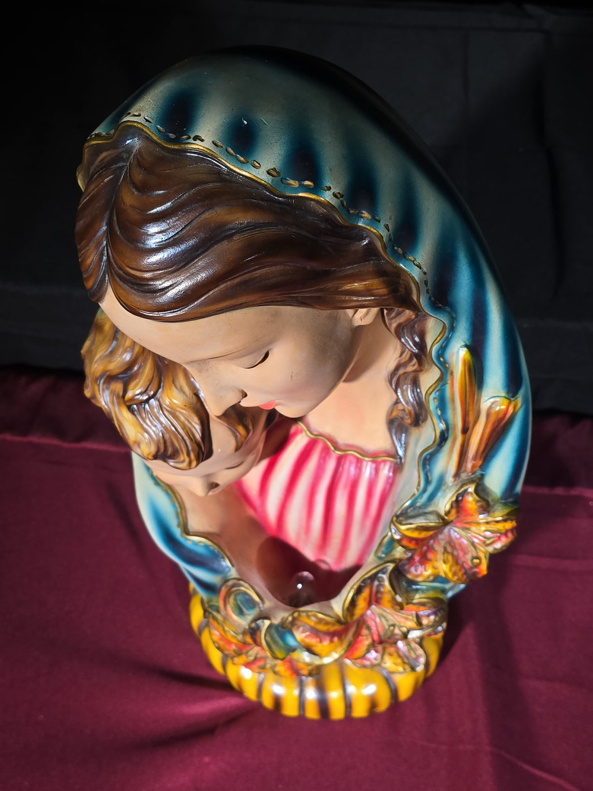 Vintage Chalkware Madonna and Child Lamp, Manufactured by Columbia Statuary Inc., Made in Italy, 1966