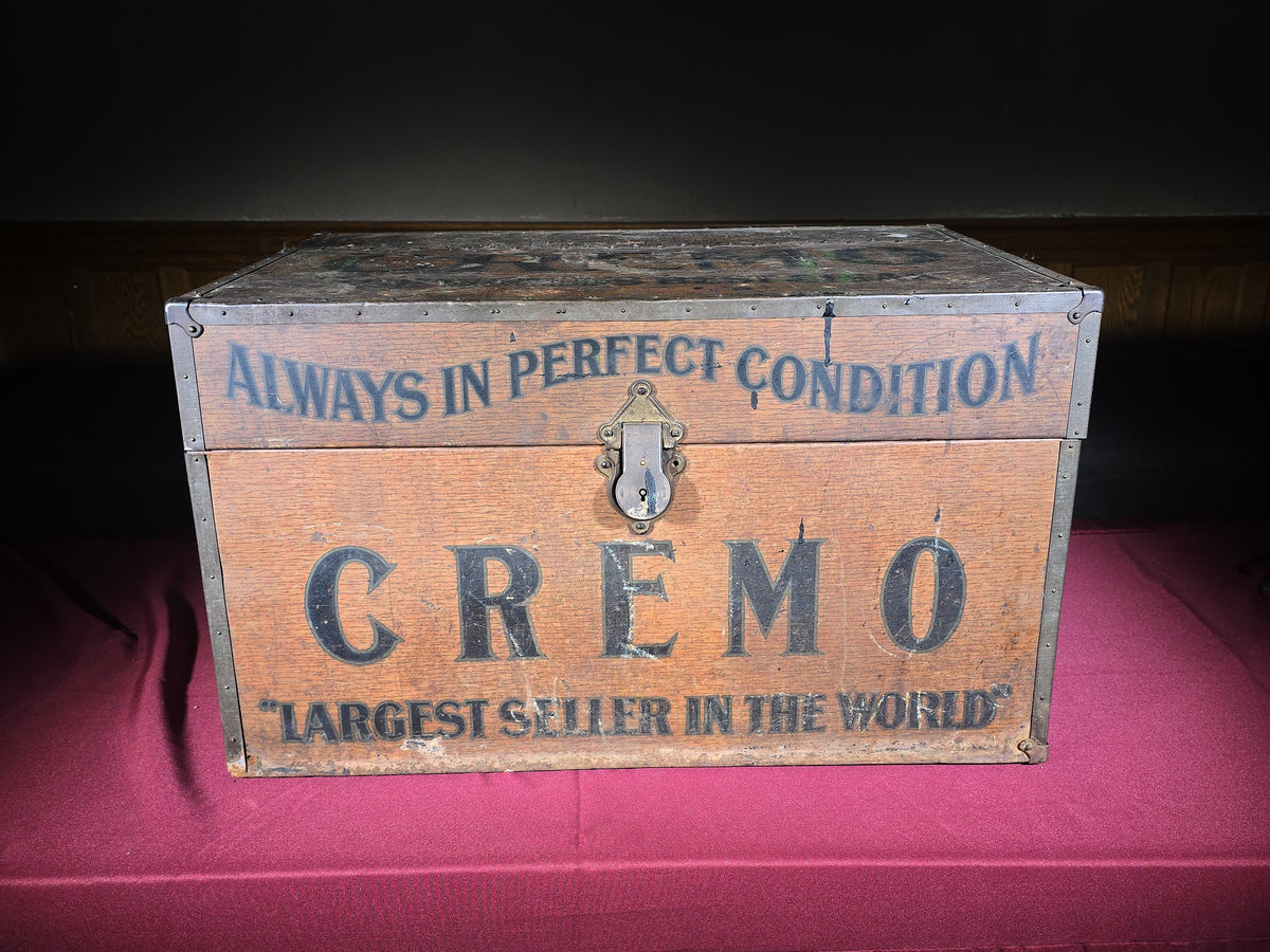 Antique Cremo Cigars Advertising Shipping Box with Tin-Lined Interior