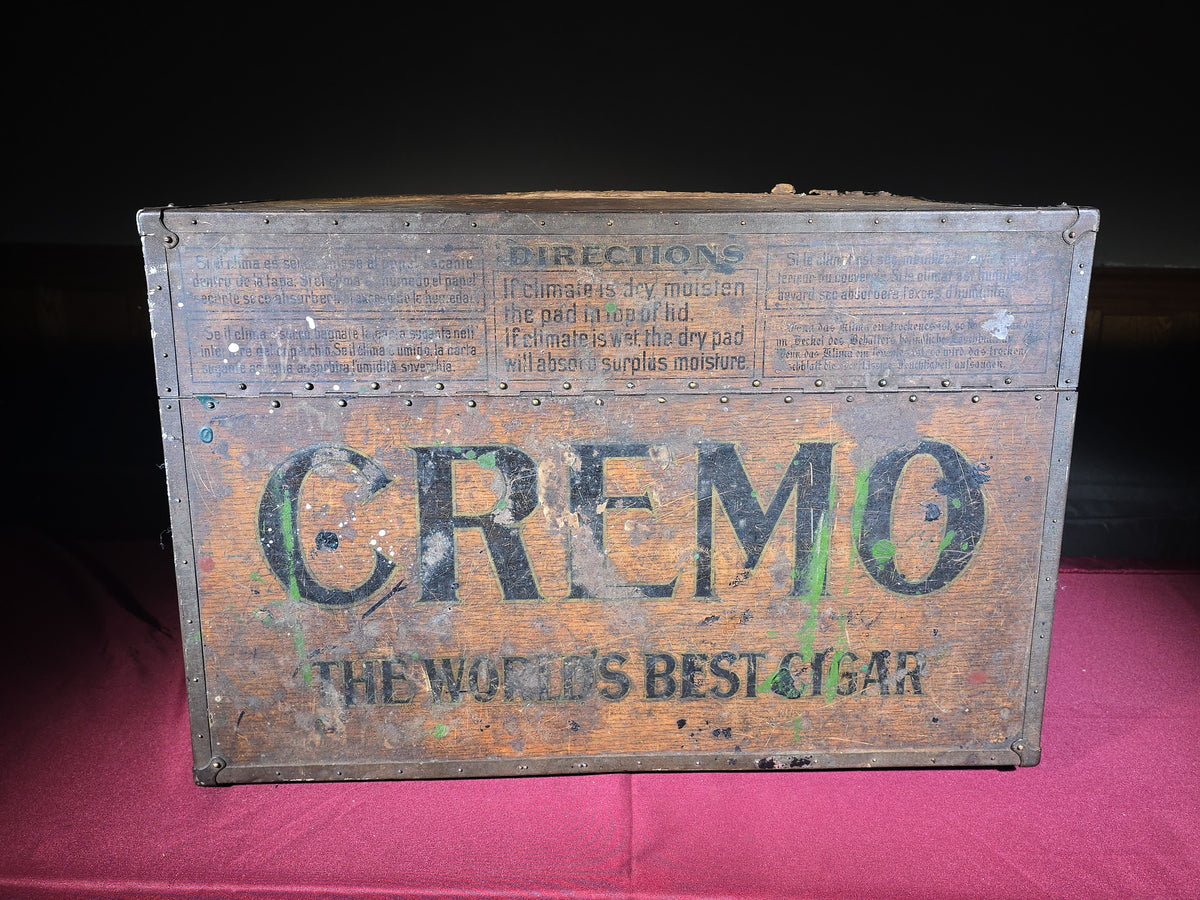Antique Cremo Cigars Advertising Shipping Box with Tin-Lined Interior
