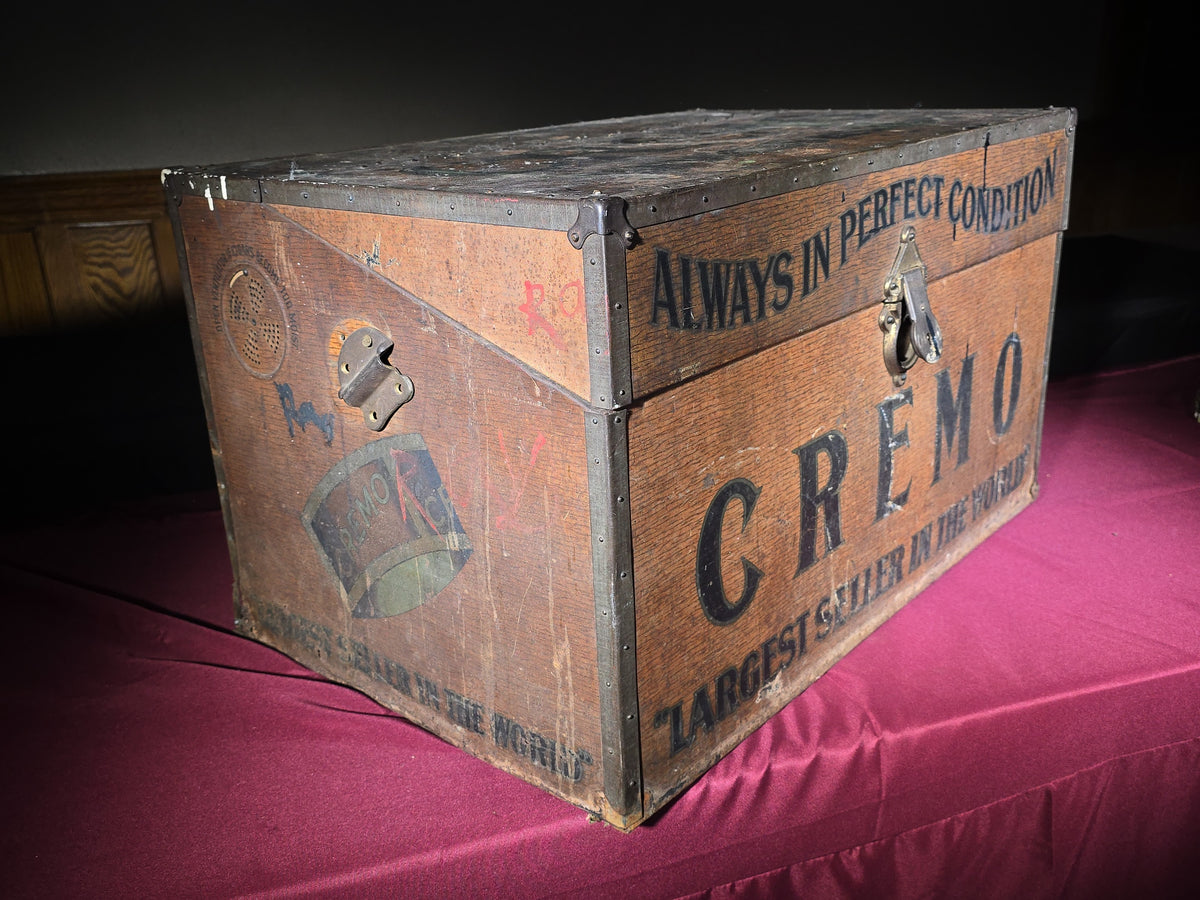 Antique Cremo Cigars Advertising Shipping Box with Tin-Lined Interior