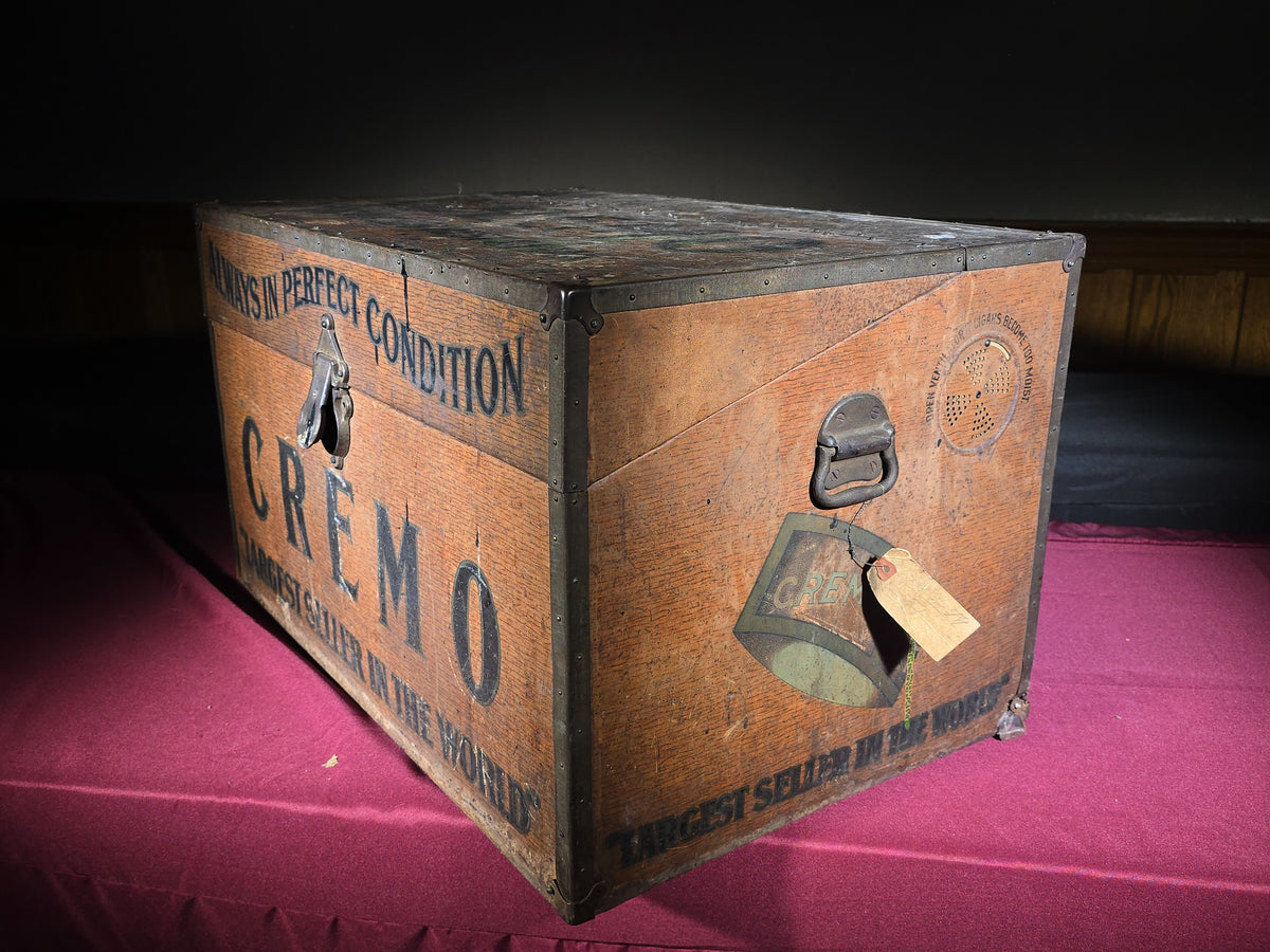 Antique Cremo Cigars Advertising Shipping Box with Tin-Lined Interior