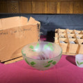 Lot 239 - Vintage Frosted Glass Christmas Holly Punch Bowl Set with 12 Cups, 10" W x 4-1/2" H