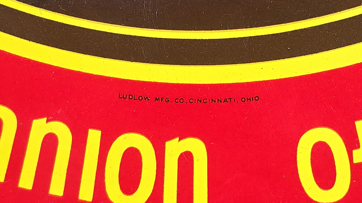 Vintage Student Prince Beer "Natural Companion of Good Foods" Round Tin Lithograph Advertising Sign, Manufactured by Ludlow Mfg. Co., Cincinnati, Ohio