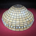 Lot 232 - Antique Leaded Slag Glass Lamp Shade with Turtleback Glass Tile Border, 16-1/2" L x 9" H