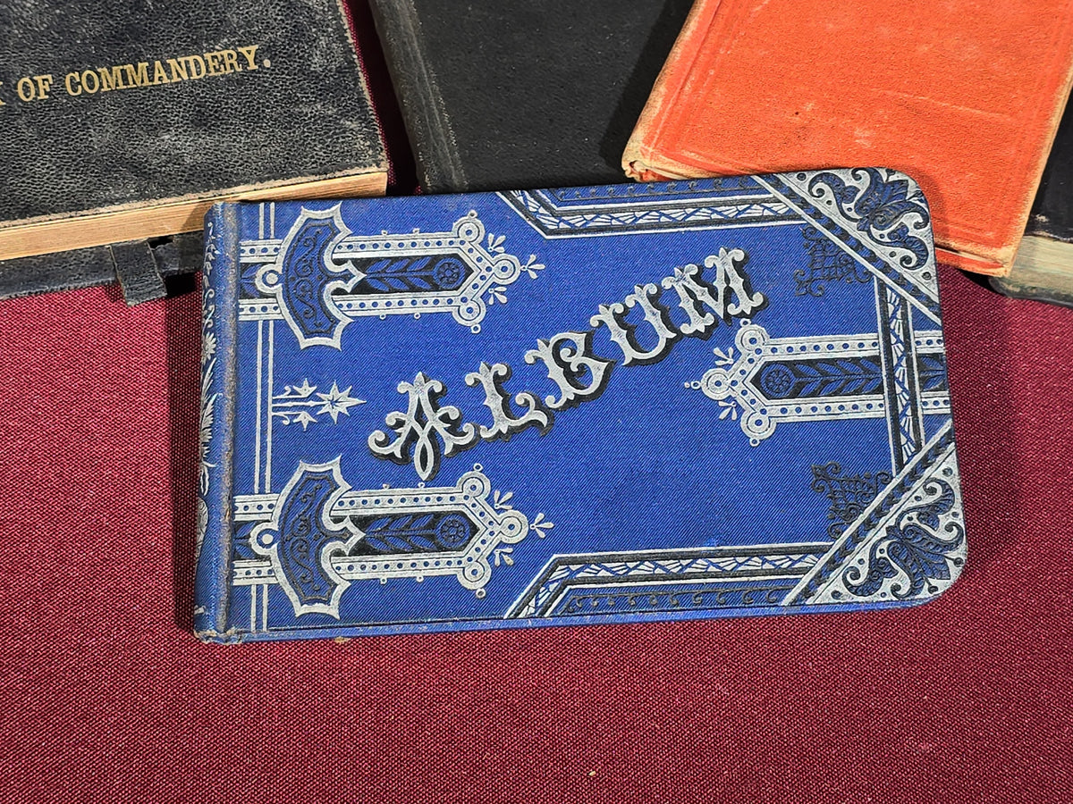Grouping of Five Antique Books and Albums including Autograph Album, Masonic Book of Commandery, and Washington County Court Docket