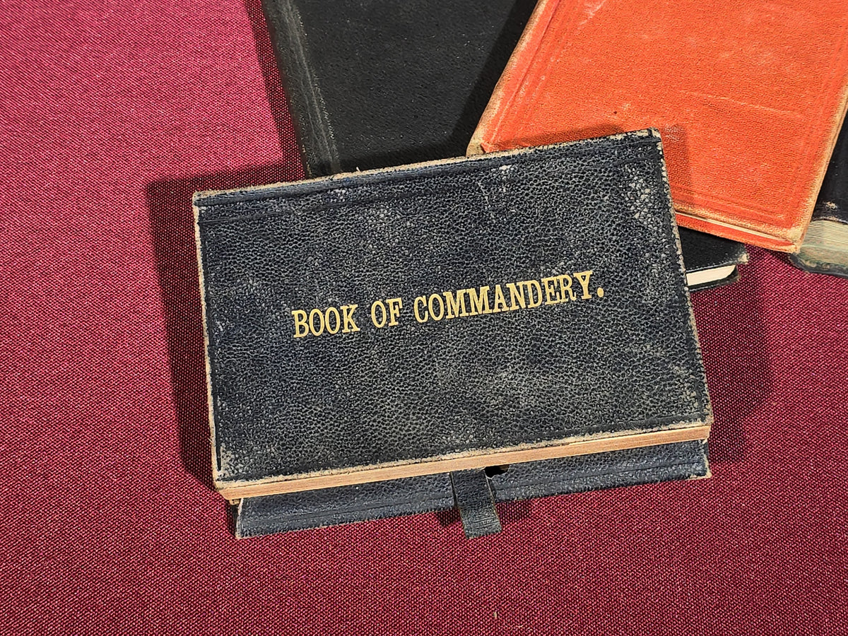 Grouping of Five Antique Books and Albums including Autograph Album, Masonic Book of Commandery, and Washington County Court Docket