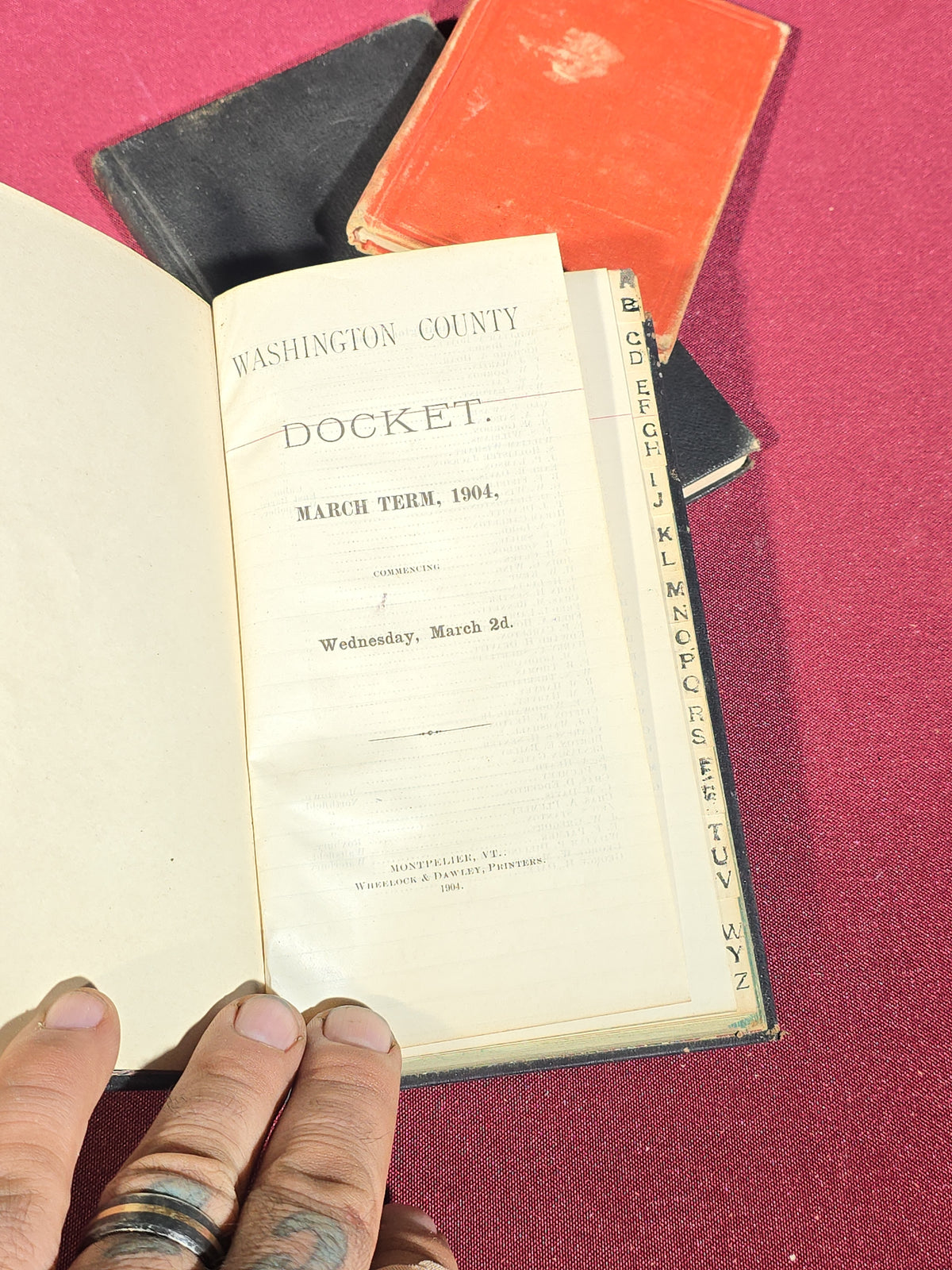 Grouping of Five Antique Books and Albums including Autograph Album, Masonic Book of Commandery, and Washington County Court Docket