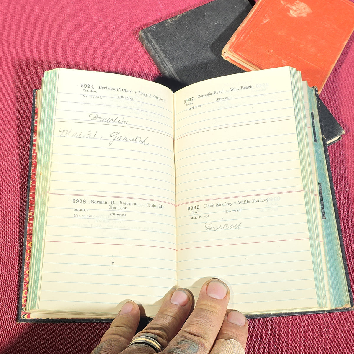 Grouping of Five Antique Books and Albums including Autograph Album, Masonic Book of Commandery, and Washington County Court Docket