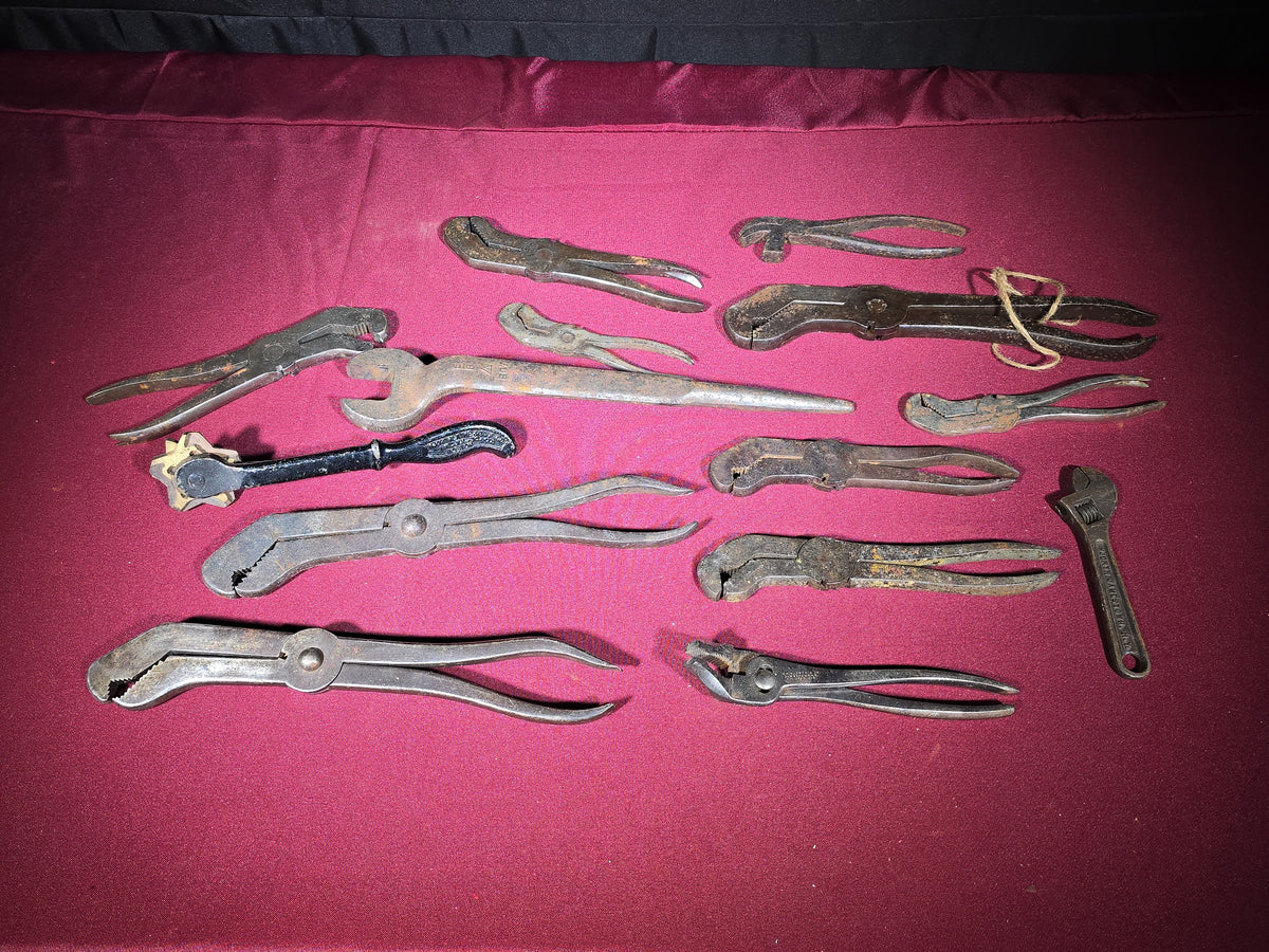 Grouping of 15 Antique and Vintage Pliers, Wrenches, and Hand Tools