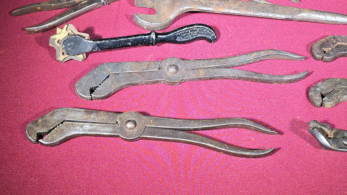 Grouping of 15 Antique and Vintage Pliers, Wrenches, and Hand Tools