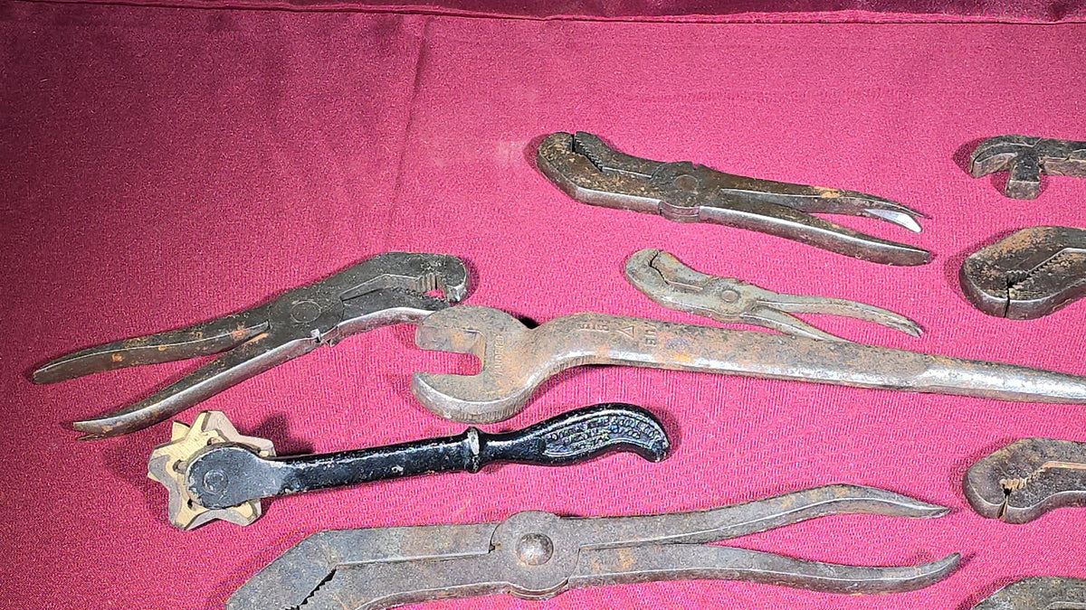 Grouping of 15 Antique and Vintage Pliers, Wrenches, and Hand Tools