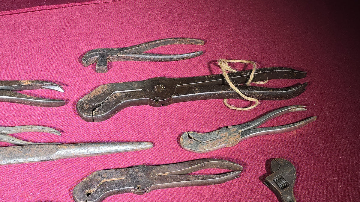 Grouping of 15 Antique and Vintage Pliers, Wrenches, and Hand Tools