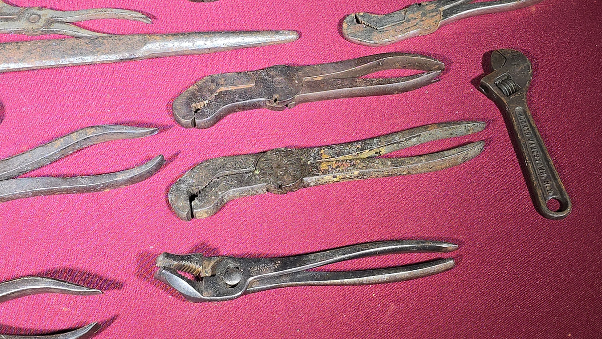 Grouping of 15 Antique and Vintage Pliers, Wrenches, and Hand Tools