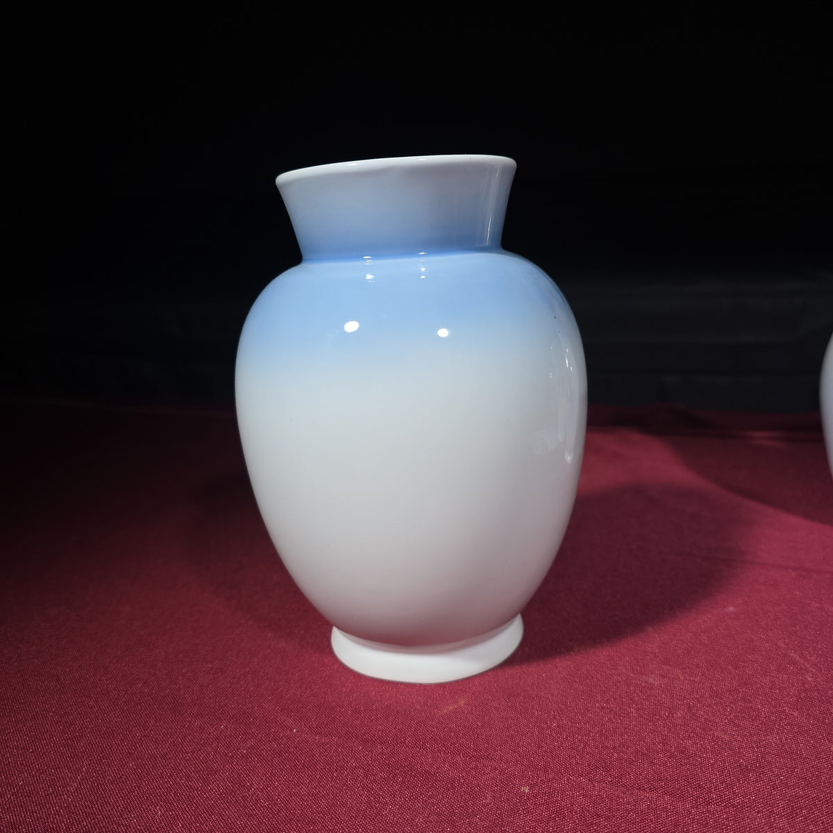 Grouping of Six Vintage Royal Copenhagen Porcelain Pieces including Landscape Vases, Figurine, and Tray
