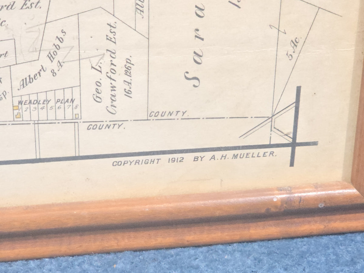 Pair of Antique Framed 1912 Township Maps of Tredyffrin and Upper Merion, Pennsylvania, Copyright A. H. Mueller