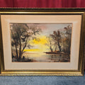 Lot 122 - Vintage Framed Watercolor Painting on Paper, River Landscape, by Barbara Vassilieff, Great Neck, New York