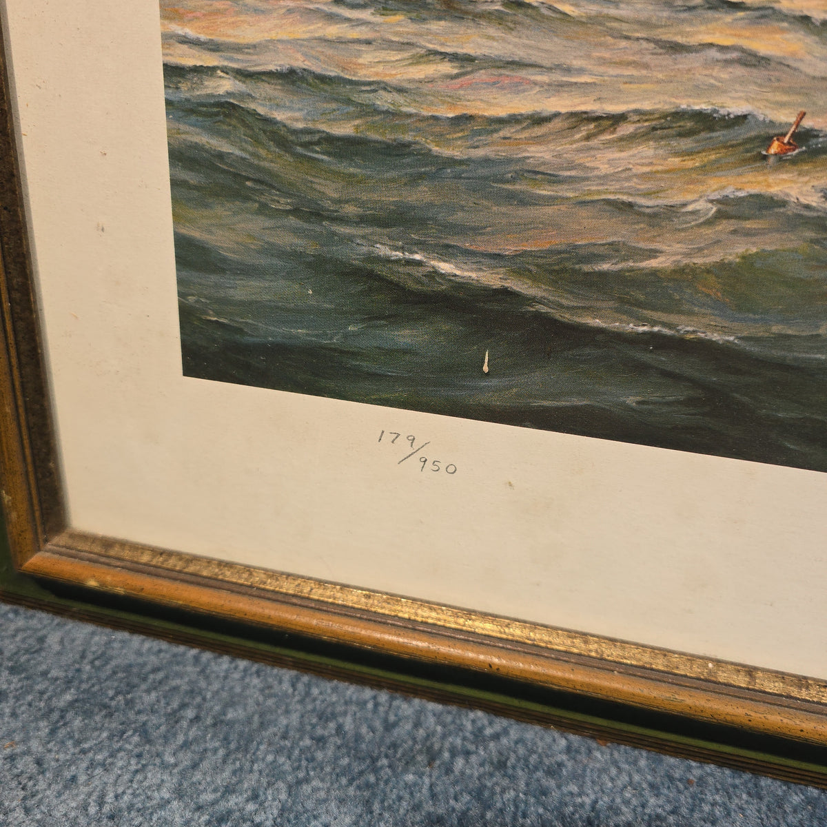 Vintage Signed and Numbered Paul McGehee Print "Down the Bay," Chesapeake Bay Excursion Steamer "Emma Giles" Passing Thomas Point Lighthouse, 179/950