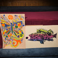 Lot 130 - Pair of Vintage Psychedelic Silkscreen Prints by Earl Newman, Butterfly and Fish, Copyright 1967, Unframed, 35" W x 23" H each