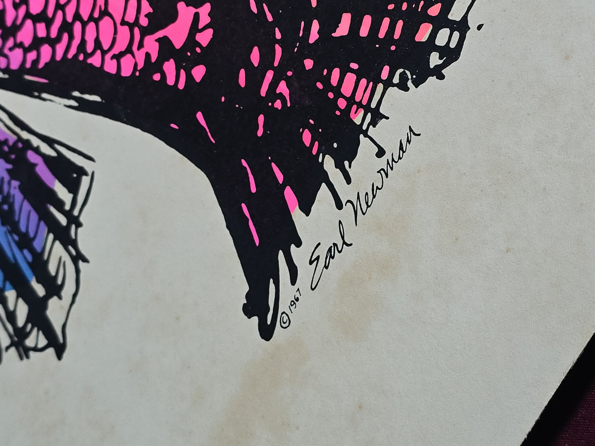 Pair of Vintage Psychedelic Silkscreen Prints by Earl Newman, Butterfly and Fish, Copyright 1967, Unframed