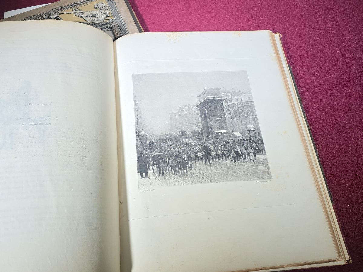 Pair of Antique Large-Format Military Books including "Les Jeunes Peintres Militaires" by Gustave Goetschy, 1878, and Russian "Нашествие Наполеона" ("Napoleon's Invasion") Patriotic War of 1812 Album