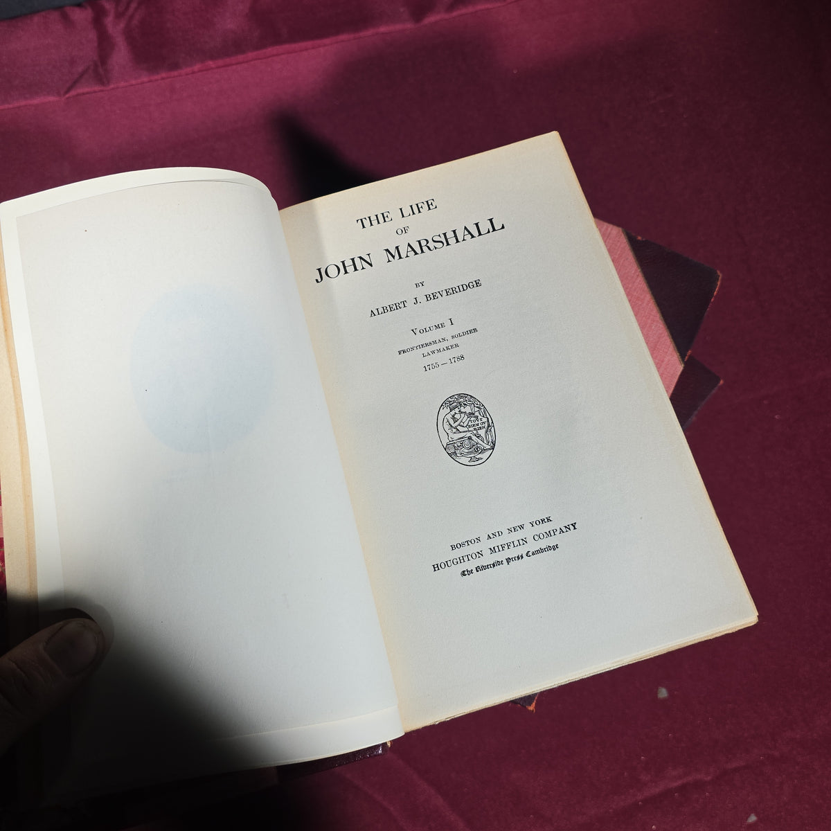 "The Life of John Marshall" Antique Four-Volume Biography by Albert J. Beveridge, Published by Houghton Mifflin Company, 1916