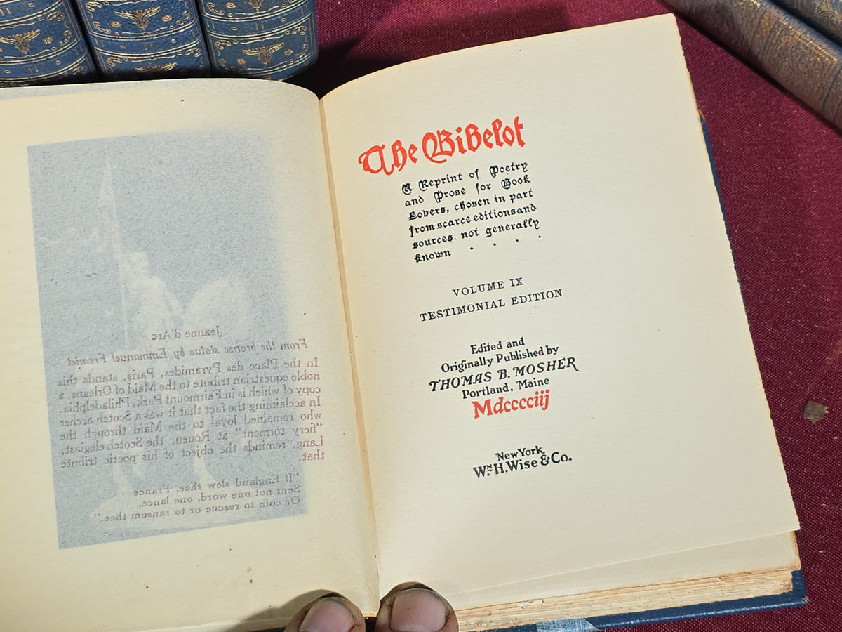 "The Bibelot" Antique 21-Volume Poetry and Prose Anthology Set, Testimonial Edition, Edited by Thomas B. Mosher, Published by Wm. H. Wise & Co., New York, 1903