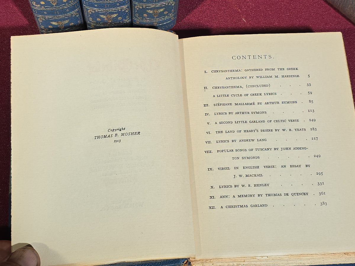 "The Bibelot" Antique 21-Volume Poetry and Prose Anthology Set, Testimonial Edition, Edited by Thomas B. Mosher, Published by Wm. H. Wise & Co., New York, 1903