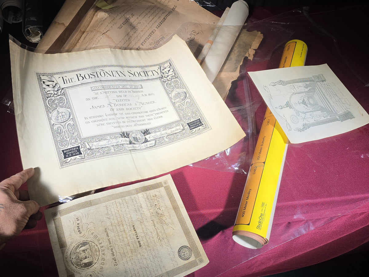 Grouping of Vintage and Antique Rolled Posters, Prints, and Ephemera Including King Kong (1976), Batman (1989), Back to the Future Part II, Superman IV, Midnight Cowboy, Pitre "Conflict," Bunker Hill Monument Association Certificate, and More