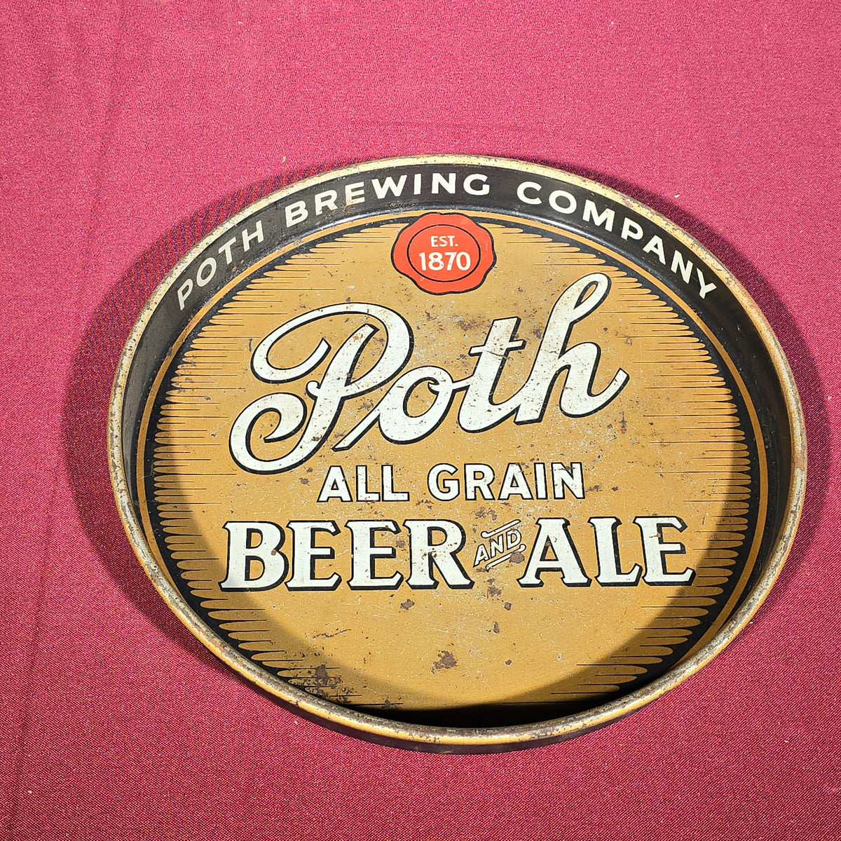 Pair of Vintage Poth Brewing Company All Grain Beer and Ale Advertising Tin Trays, Philadelphia, Pennsylvania