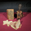 Lot 039 - Trio of Antique and Vintage Items Including Carved African Figure, Folk Art Painted Wooden Key Shelf, and 1820 "History of the United States of America" Book