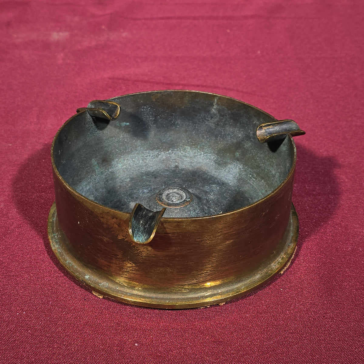 Pair of Vintage Trench Art Brass Shell Casing Ashtrays including One with Center Bullet