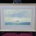 Lot 125 - Vintage Framed Watercolor Painting on Paper, St. Michael's Mount Seascape, Signed and Dated June 1955, 18-3/4" W x 13-3/4" H