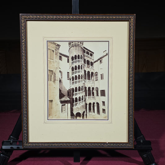 Antique Framed Photograph of the Scala del Palazzo Minelli, Venice, Italy