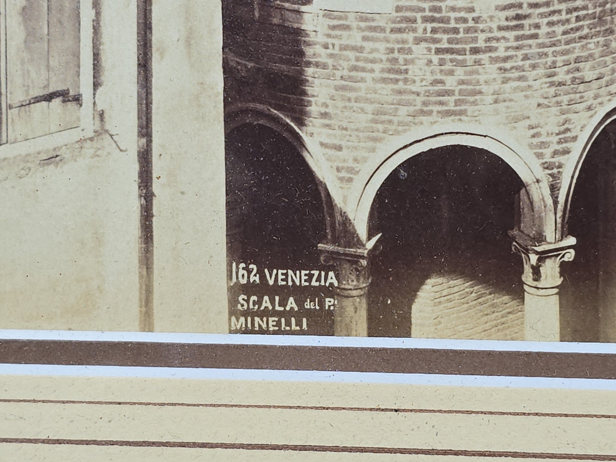 Antique Framed Photograph of the Scala del Palazzo Minelli, Venice, Italy