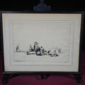Lot 139 - Antique Framed Etching of a Woman and Children on a Waterfront, Signed S. Tushingham, the Rosenbach Galleries Label, 18-3/8" W x 14-1/4" H