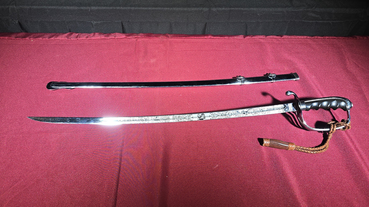 Vintage U.S. Military Officer's Dress Sword Named to H.E. Gale, Defender Trademark, with Scabbard and Sword Knot
