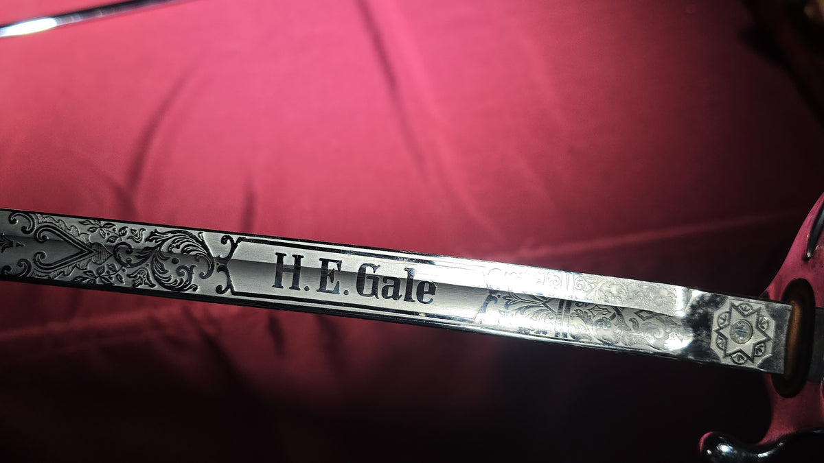 Vintage U.S. Military Officer's Dress Sword Named to H.E. Gale, Defender Trademark, with Scabbard and Sword Knot