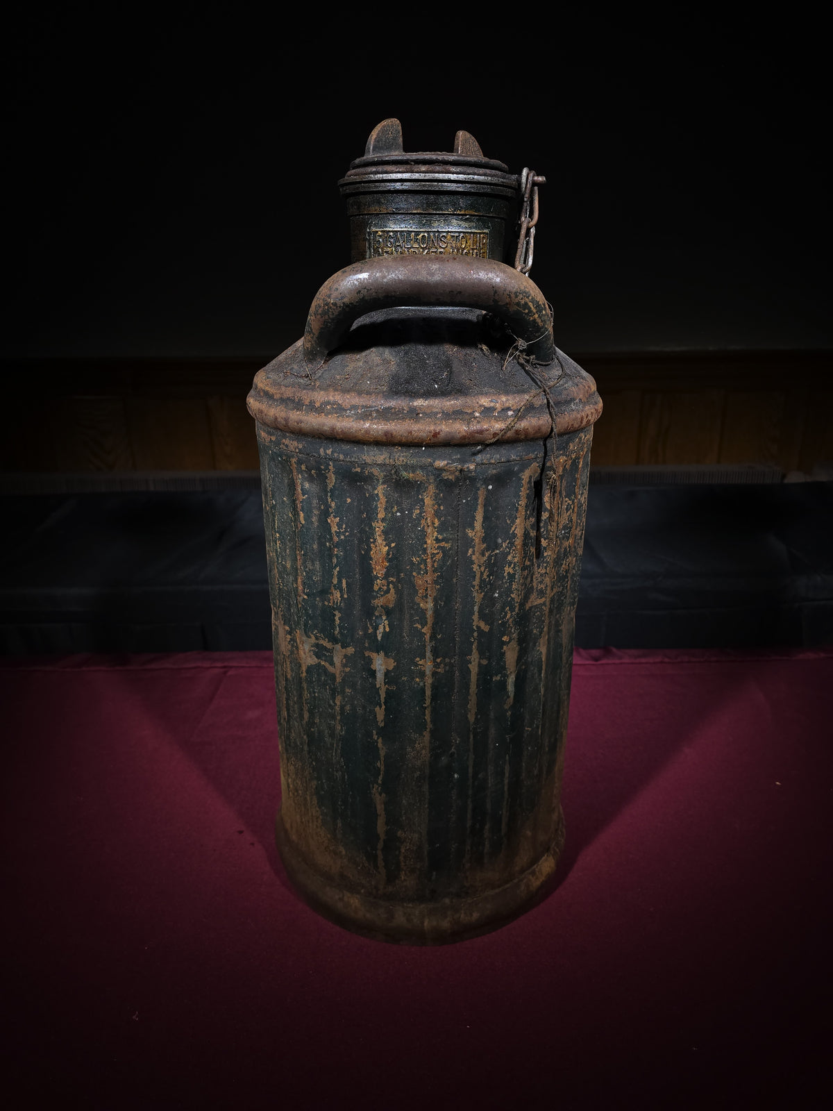 Antique Five-Gallon Oil Can with Mobiloil Tag, Manufactured by Davis Welding and Manufacturing Company, Cincinnati, Ohio