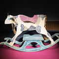 Lot 247 - Vintage Painted Wooden Rocking Cow Ride-On Toy, 39-1/2" L