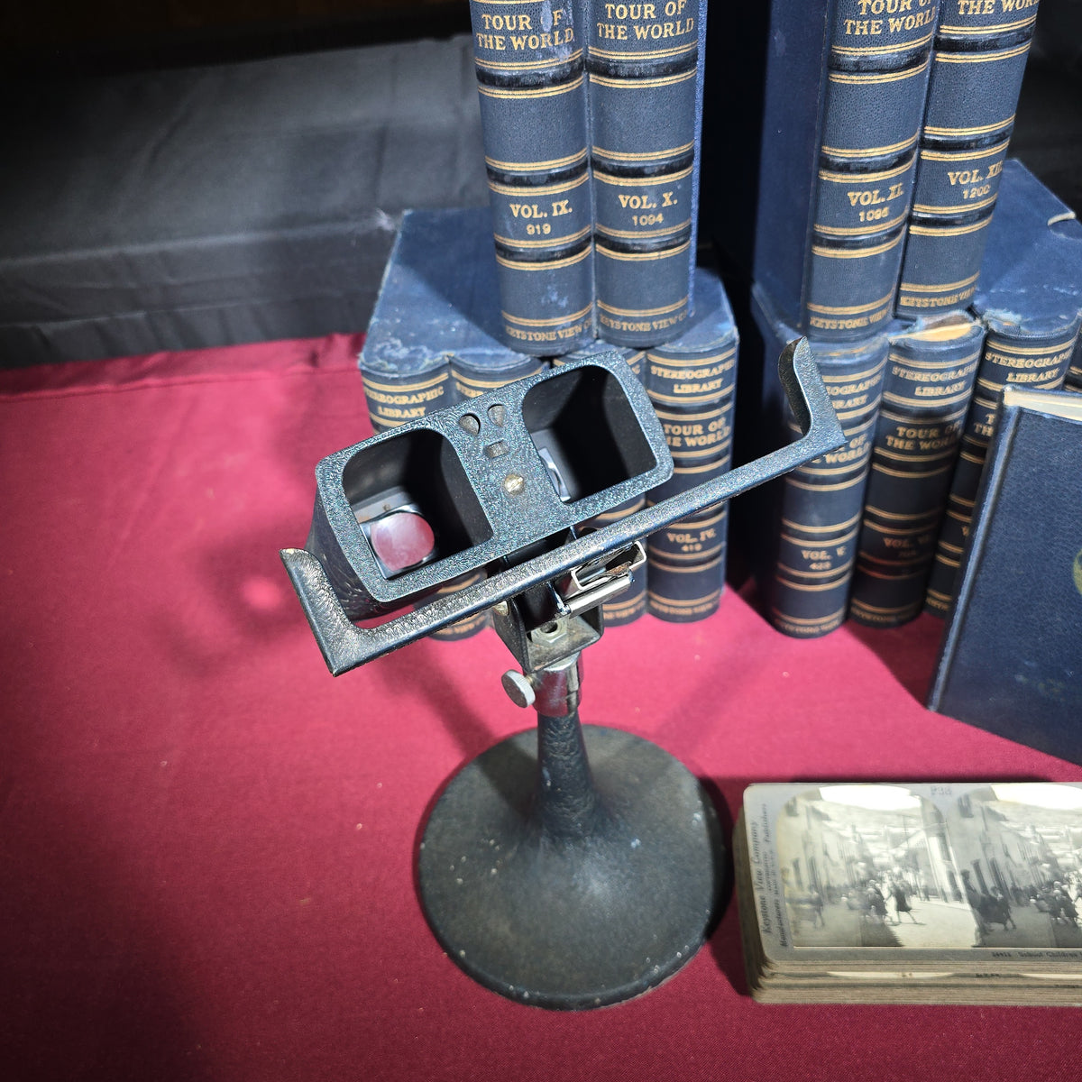 Vintage Keystone View Company Stereographic Library "Tour of the World" 12-Volume Set with Telebinocular Stereoscope Viewer and Guide Book