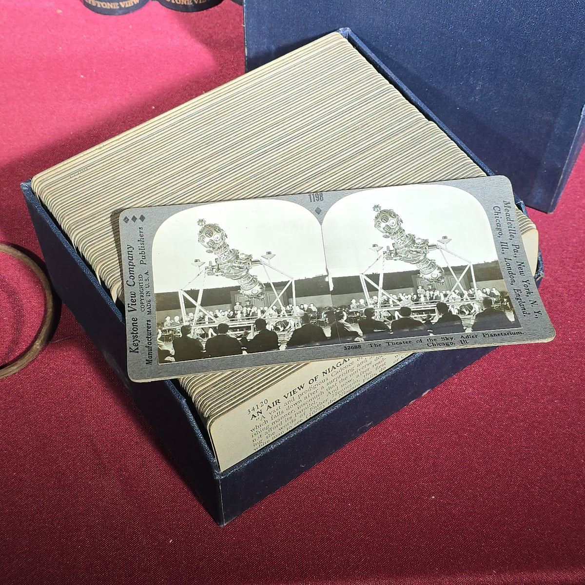 Vintage Keystone View Company Stereographic Library "Tour of the World" 12-Volume Set with Telebinocular Stereoscope Viewer and Guide Book