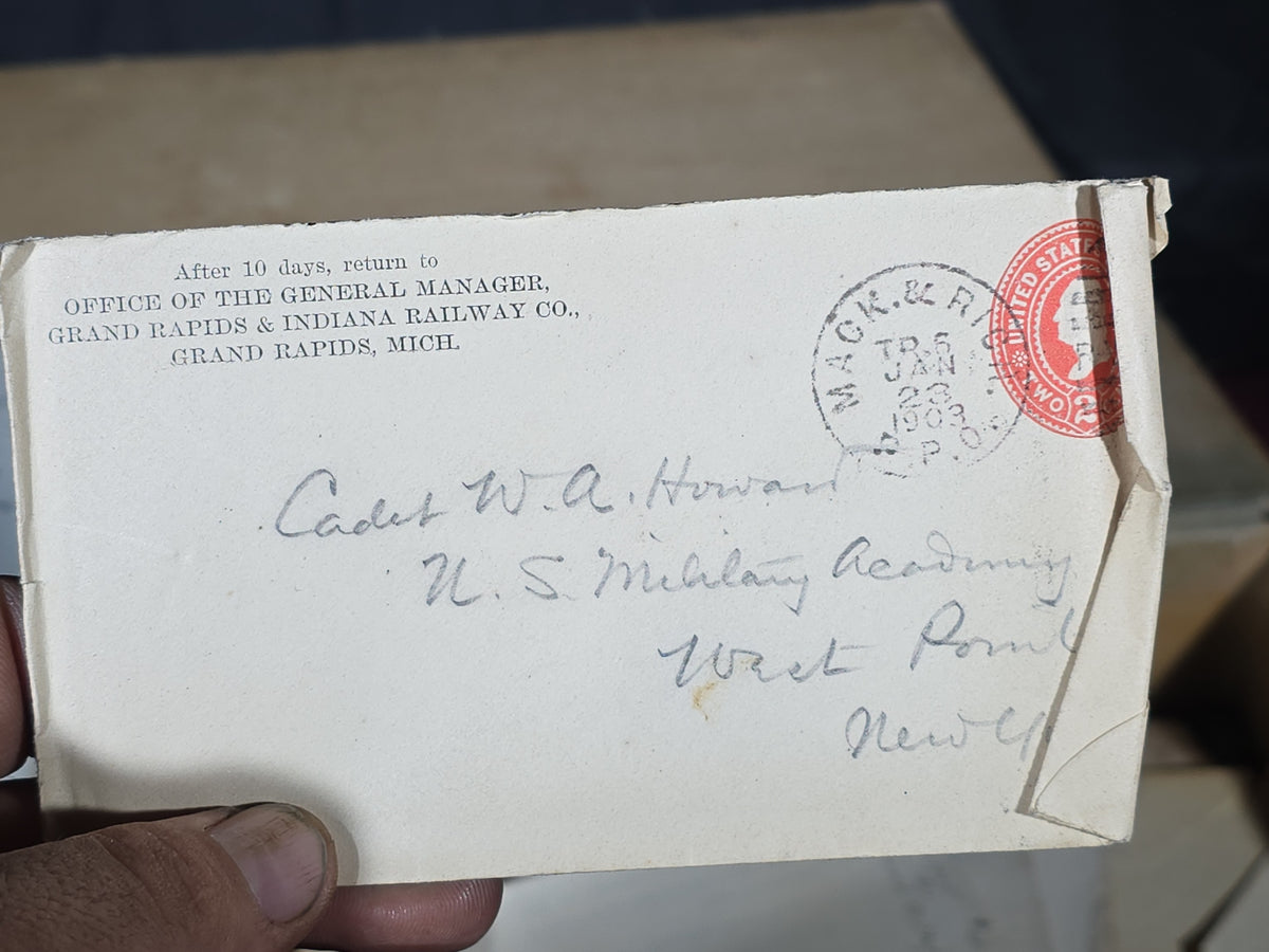 Large Antique Correspondence Archive of First Lieutenant W. A. Howard, U.S. Military Academy West Point and U.S.M.C., Circa 1901-1905, Including Grand Rapids and Indiana Railway Co. Stationery and U.S. Marine Corps Documents from Manila
