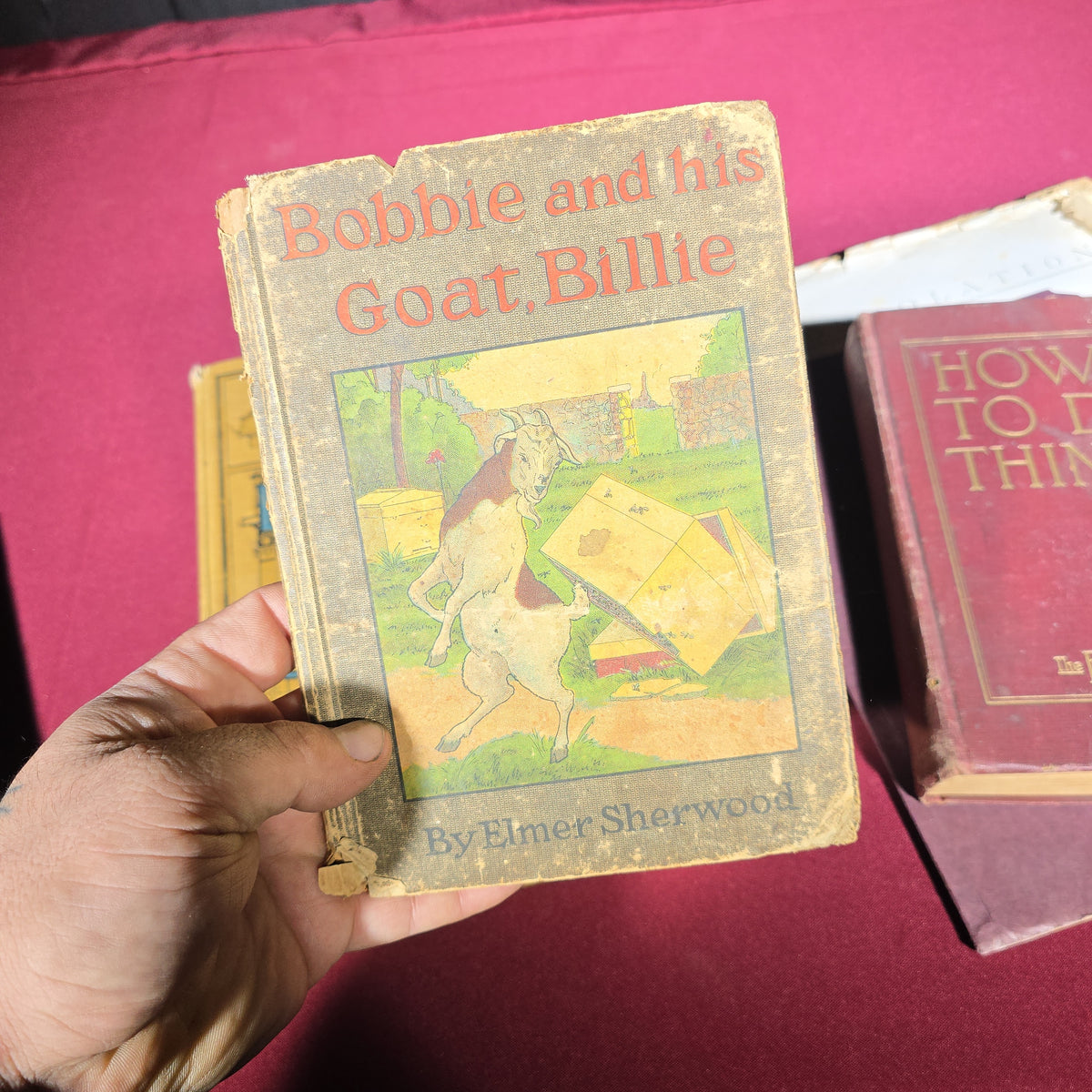 Grouping of Five Antique Books including "Erecting and Operating," "Radford's Details of Building Construction," "How to Do Things," and "Bobbie and His Goat, Billie"